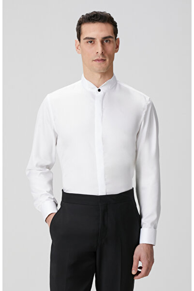 Network Non-Iron Beyaz Smokin Gömlek