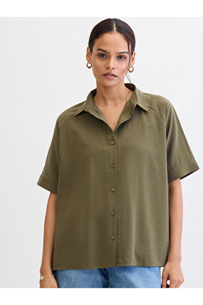 Femmella By Styli Olive Raglan Sleeves Oversized Shirt