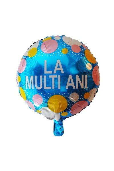 Domi Party & Gifts Balon rotund din folie albastră „La Multi Ani” (La mulți a...