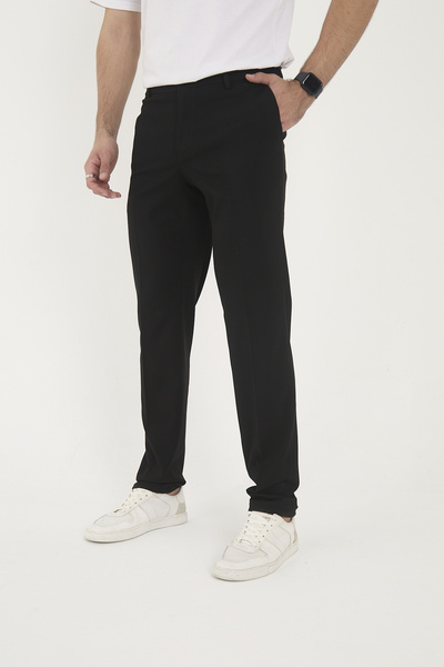 Canrion Premium Eliteflex Black Slimfit Hidden Elastic Men's Fabric Pants