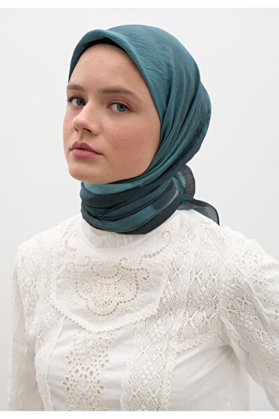 Freshscarfs Φουλάρι Ombre με σχέδιο, από βαμβάκι και βισκόζη, σε σκούρο μπλε.