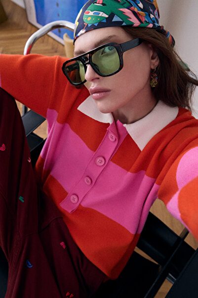 Mudo STRIPED POLO COLLAR KNITWEAR SWEATER