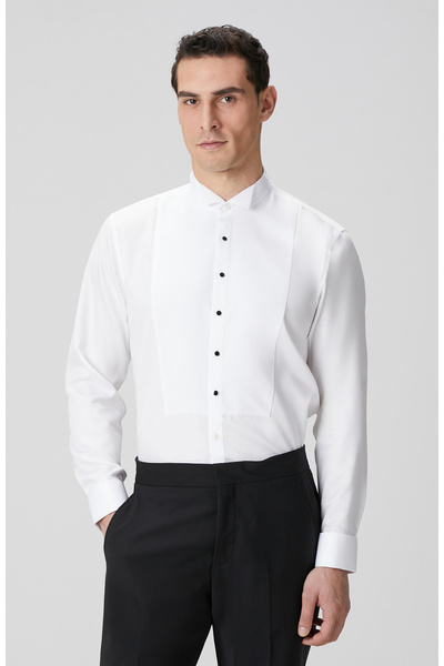 Network Non-Iron Beyaz Smokin Gömlek