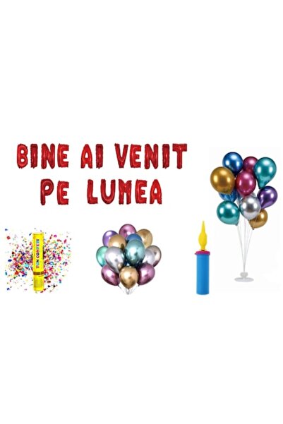 OEM Set baloane „Bun venit în lume”, decor pentru tort, 80 buc, roșu