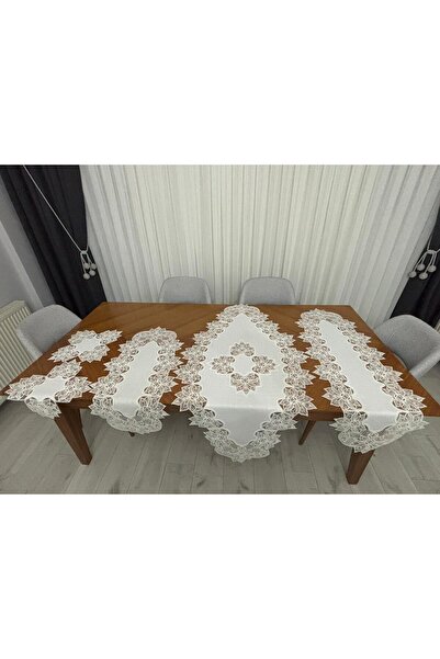 Çt Çeyizci Tekstil Living Room Set 5 Piece Lace Tablecloth Runner Set Velvet
