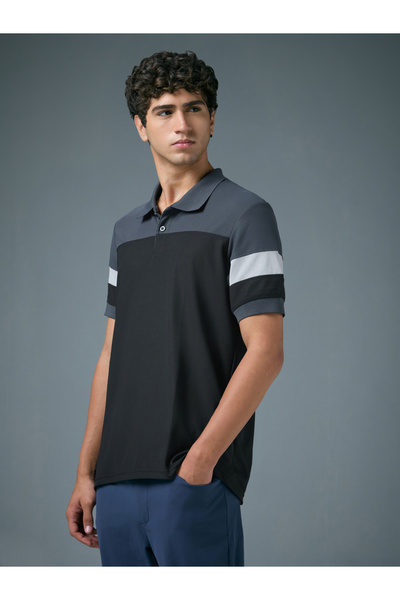 Technosport By Styli Men Slim Fit Color Block Pique Polo