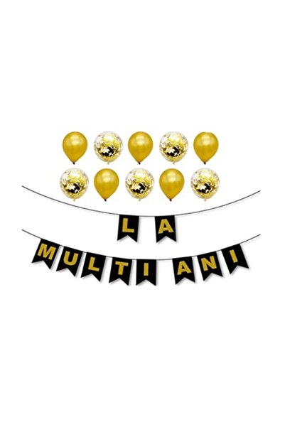 Domi Party & Gifts Set de 10 baloane WOW SHOP cu confetti și banner „La mulți...