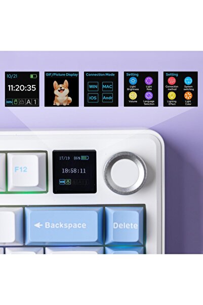 Epomaker X AULA F75 MAX Tri-Mode Wireless Gaming Keyboard (Blue/White/Purple)