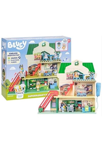 TM TOYS Set joaca supermarket Bluey, 2 figurine, produse alimentare,