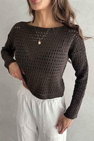 Ulino Openwork Crop Knitwear Blouse