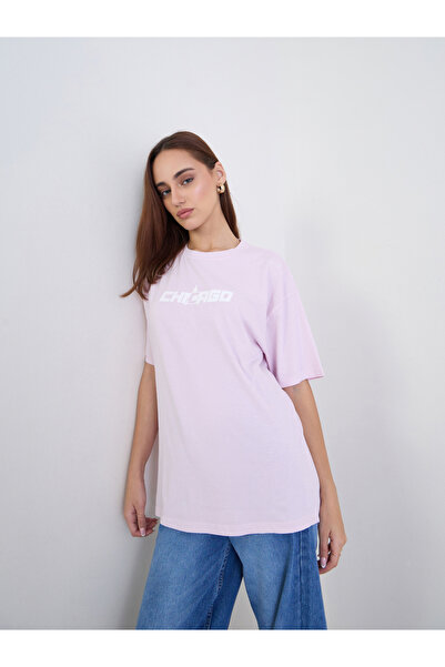 Styli Women Pink Oversized Acid Wash T-Shirt