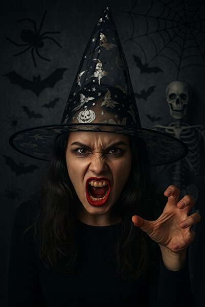 TOYFEST Accesoriu pentru costum de Halloween, din tul transparent, cu model de dovleac de culoare argintie