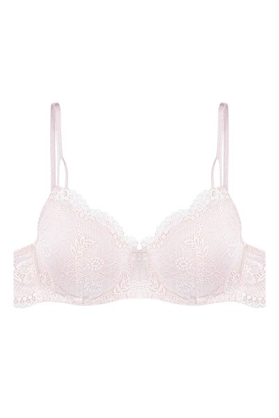 ESOTIQ Push-Up Bra Underwired Balconette Design with Floral Lace Sexy & Romantic | Kitty