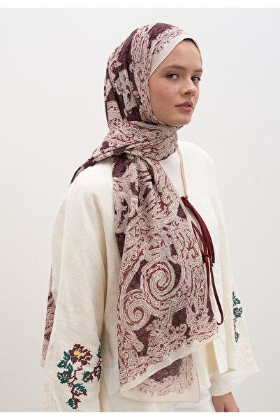 Fresh Wild Paisley Pattern Shawl Burgundy