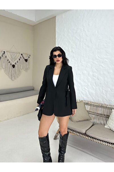 MYGİYİMİSTANBUL Blazer Jacket with Side Lacing/Ribbon Details Modern and Stylish