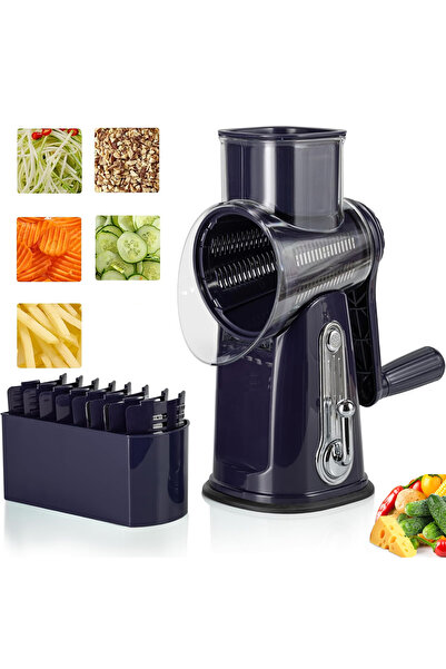 Elindor Răzătoare rotativă 5 în 1 cu mâner, lame din oțel inoxidabil, tocător...