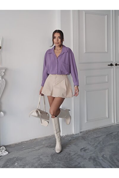 Paw Garage Women's Perla Single Pocket Oversize Shirt, Loose Fit Shirt, Aerobin Shirt