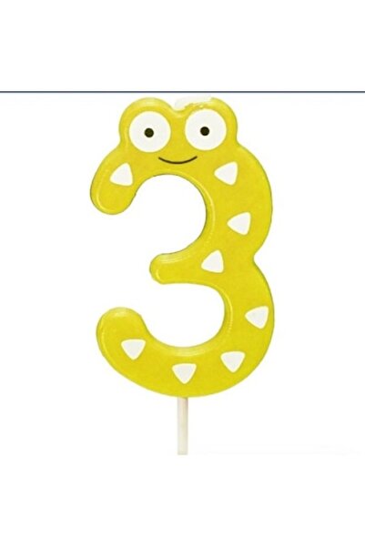 Domi Party & Gifts Lumânare tort cu design de ochi, numărul 3, galben
