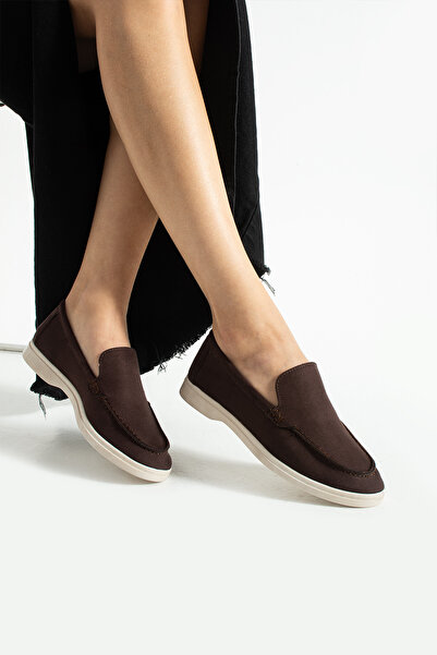 nevanın pabuçları Marina rahat kalıp süet kadın loafer