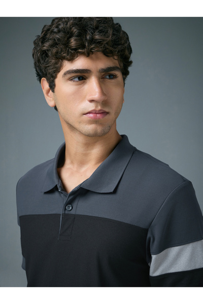 Technosport By Styli Men Slim Fit Color Block Pique Polo