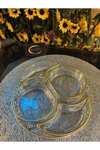 ARS HOME DEKOR 4-Compartment Snack Bowl with Stand Tray, Glass Bowl, Glass Breakfast Bowl, Decorative Serving Bowl, Luxury Breakfast Set