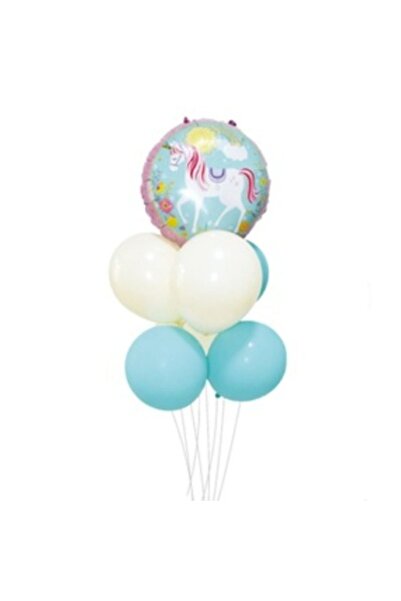 Domi Party & Gifts Set de 6 baloane din latex și balon folie Unicorn