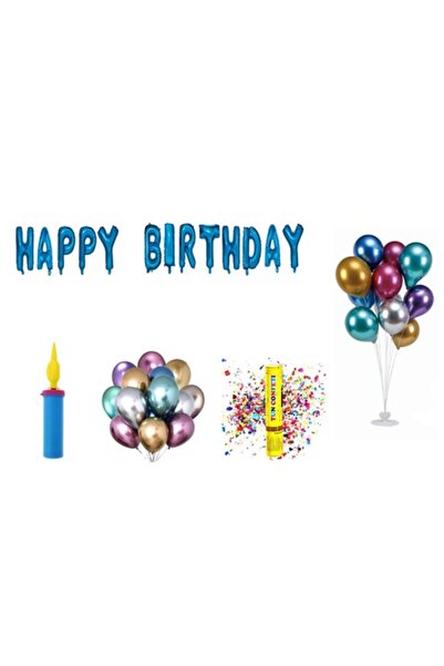 OEM Set baloane „La mulți ani”, cadou pentru decor tort, 74 buc, albastru