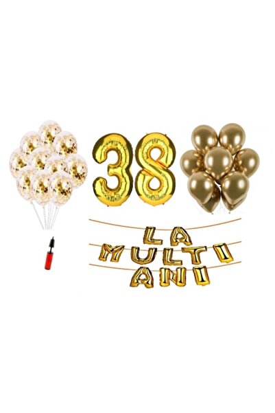 OEM Set baloane, 33 piese, „La mulți ani” aniversare 38 de ani, număr folie 1...