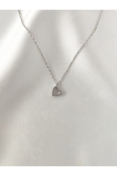 Evorya 925 Ayar Gümüş Zirkon Taşlı Minimal Kalp Kolye