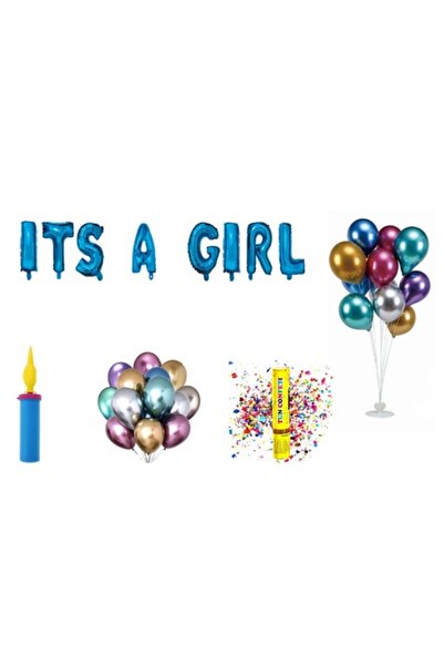 OEM Set baloane „It's A Girl”, cadou pentru decor tort, 69 buc, albastru