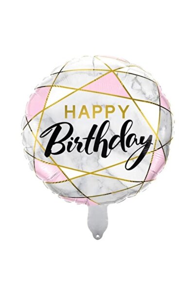 Domi Party & Gifts Balon rotund din folie, alb și roz, „La mulți ani”, 45 cm