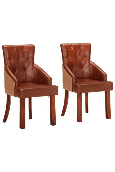 vidaxl Dining Chairs 2 pcs Brown Real Goat Leather