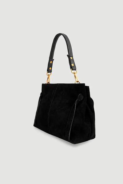 Gusto Studded Suede Bag - Black