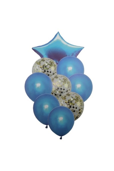 Domi Party & Gifts Set de 9 baloane din folie și latex, Stea Albastră