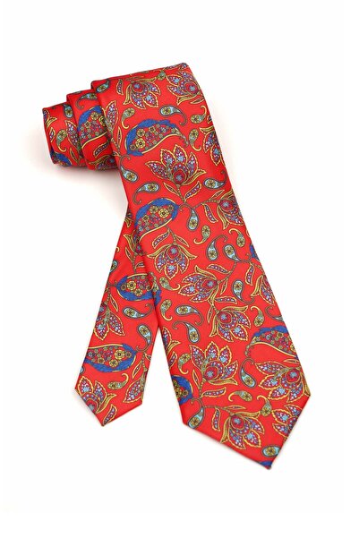6AM Ceremony Classic red tie with multicolor paisley print