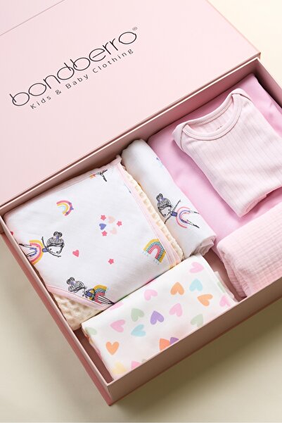 Bondberro Bebek ve Yeni Doğan Hediye Seti 6 Parça ( Body / Bornoz / Battaniye / Kundak / 2 Adet Müslin Örtü )