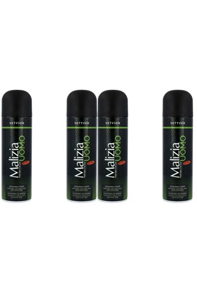 Malizia Set 4× Shaving Foam 300ml – Vetyver / All Day Fresh / Intense Fresh, 48h Protection