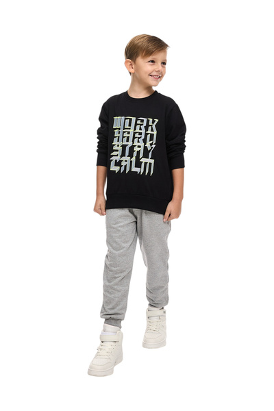 Victor and Jane By Styli Boys Black Round Neck Sweatshirt