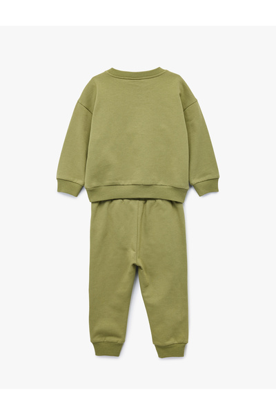 Koton Crew Neck Long Sleeve Printed Cotton Tracksuit Set