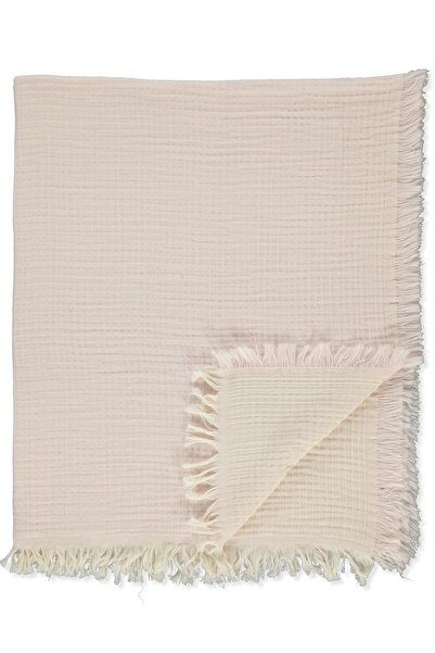 Bebetto Fringed Muslin Blanket (Double Sided) Salmon