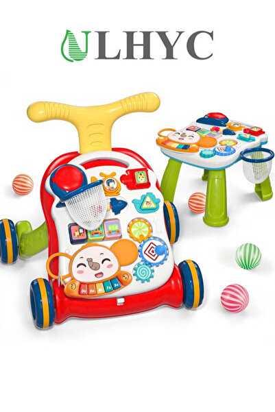 ULHYC مركز أنشطة تعليمي مبكر للأطفال متعدد الوظائف 2 في 1، مقعد للوقوف، مشاية أطفال تعليمية