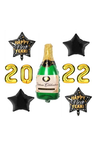 Domi Party & Gifts Set de 9 baloane folie Anul Nou 2022 (Șampanie, numere '20...