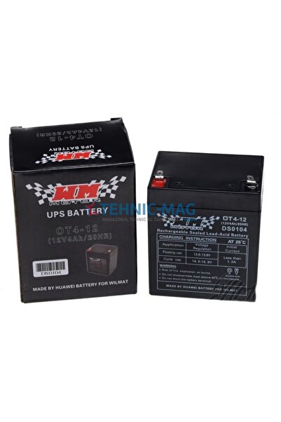 Wilmat Μπαταρία γέλης 12 V 4 Ah - Σφραγισμένη, χωρίς συντήρηση (για UPS / παι...