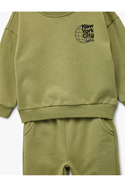 Koton Crew Neck Long Sleeve Printed Cotton Tracksuit Set