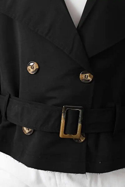 cemo Kemer Detaylı Kısa Trenç