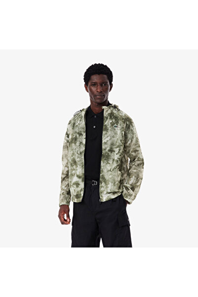 Lacoste Erkek Kapüşonlu Baskılı Yeşil Ceket