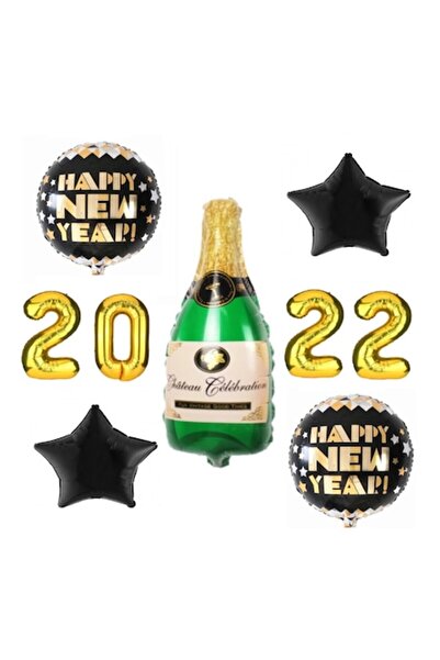 Domi Party & Gifts Set de 9 baloane folie - Anul Nou 2022, Șampanie, Numere 2...