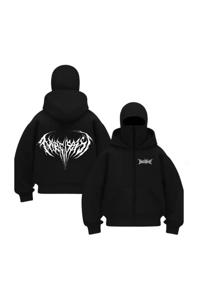 Touz Moda Kar Maskeli Balaclava Graffiti Series Baskılı Ninja Hoodie Sweatshirt