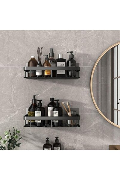 SMARTECH Rafturi pentru baie, rezistente la umezeală, ușor de instalat, autoadezive, aluminiu, 30 x 13 x 4,7 cm, Bl