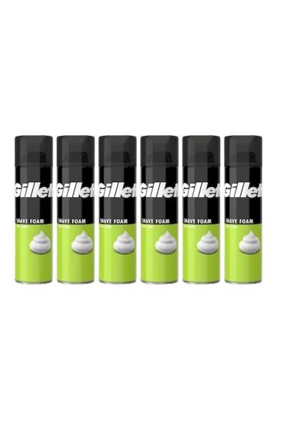Gillette Set 6 x Shaving Foam 200ml - Lime Scent, Dermatologically Tested, Moisturizing, Alcohol-Fre